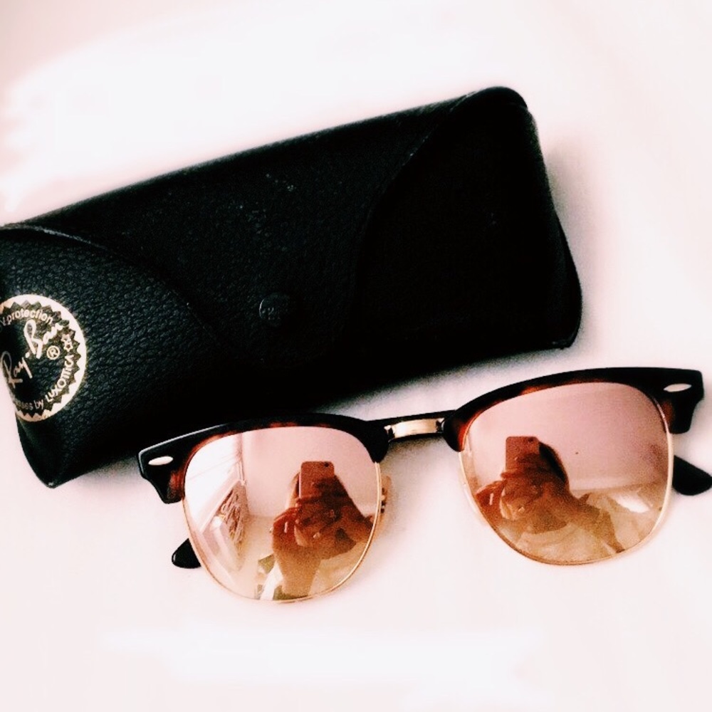 Pink Mirror Clubmaster Ray Bans